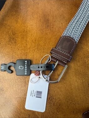 Roosters Brown & White Woven Men's Belt
